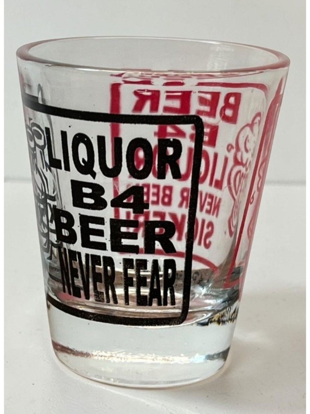 South Padre Island Shot Glass Vtg Barware Beer Before Liquor Never Been Sicker